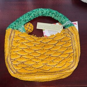 Beaded Pineapple Handbag - Women's Statement Bag